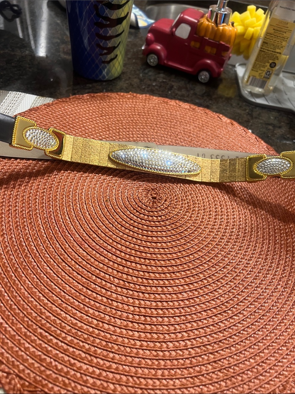 Gold Crystal Accent Women’s Fashion Belt b.b Simon